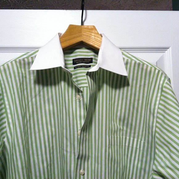 DONALD J TRUMP MEN'S PRE-OWNED COTTON DRESS SHIRT W/FRENCH CUFFS SIZE:16.5/34-35 - Picture 1 of 8